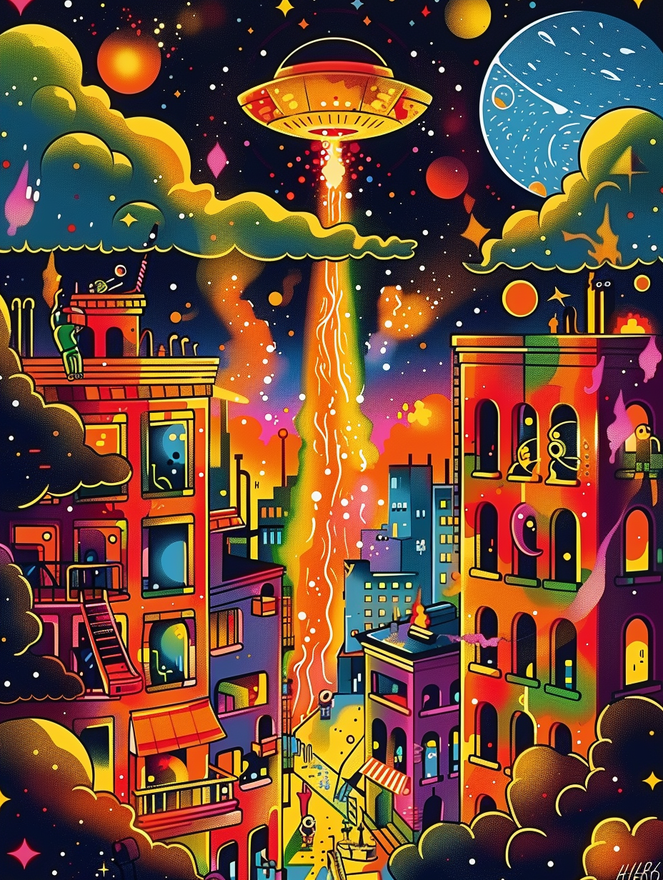 Ufo Angriff Illustration 1 | LED Bild