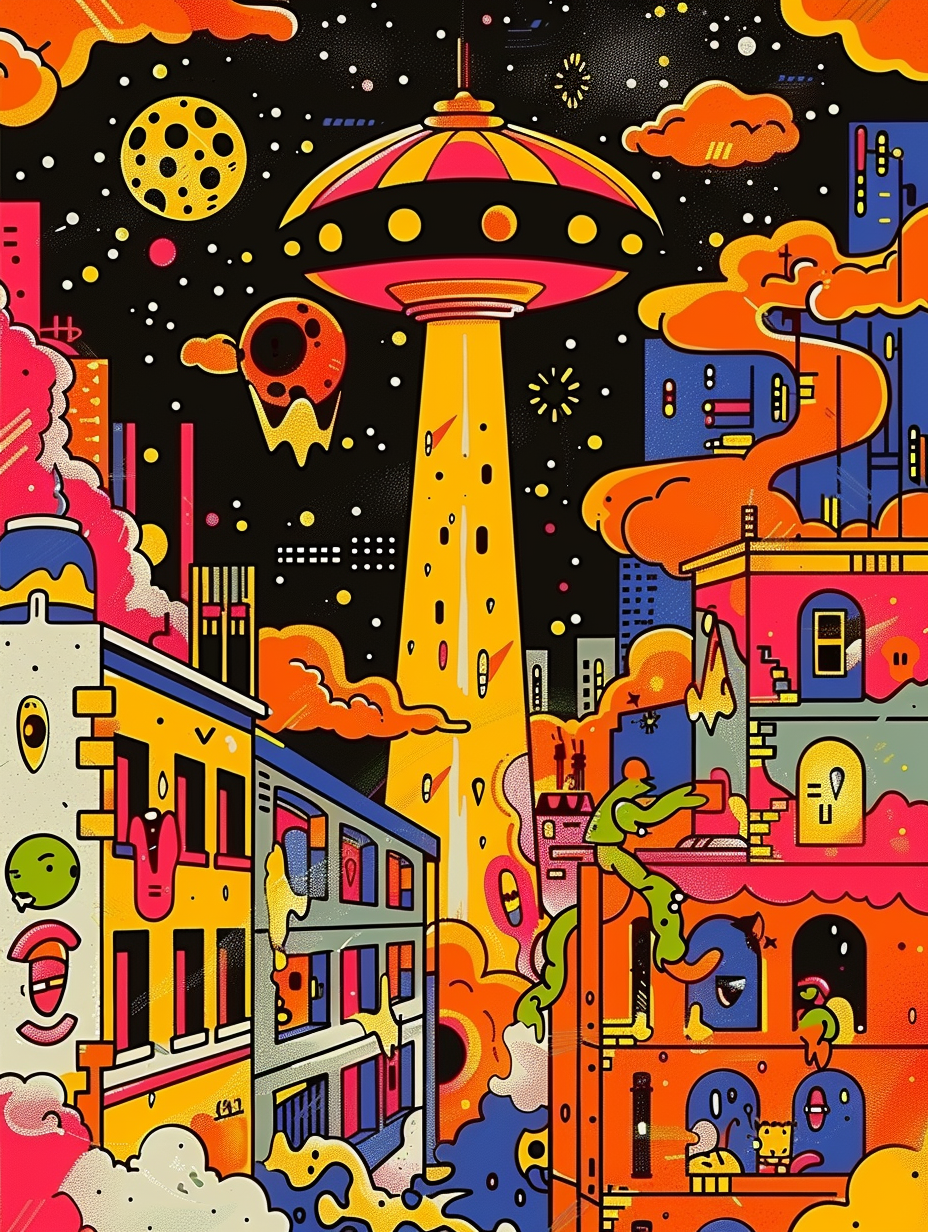 Ufo Angriff Illustration 2 | LED Bild