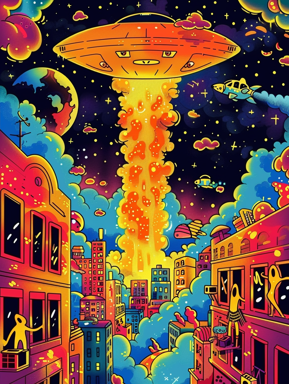 Ufo Angriff Illustration 3 | LED Bild