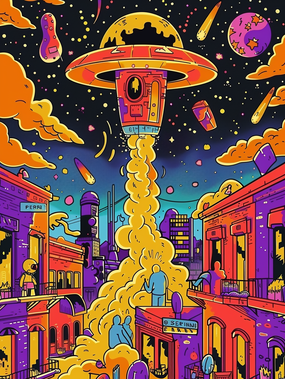 Ufo Angriff Illustration 4 | LED Bild