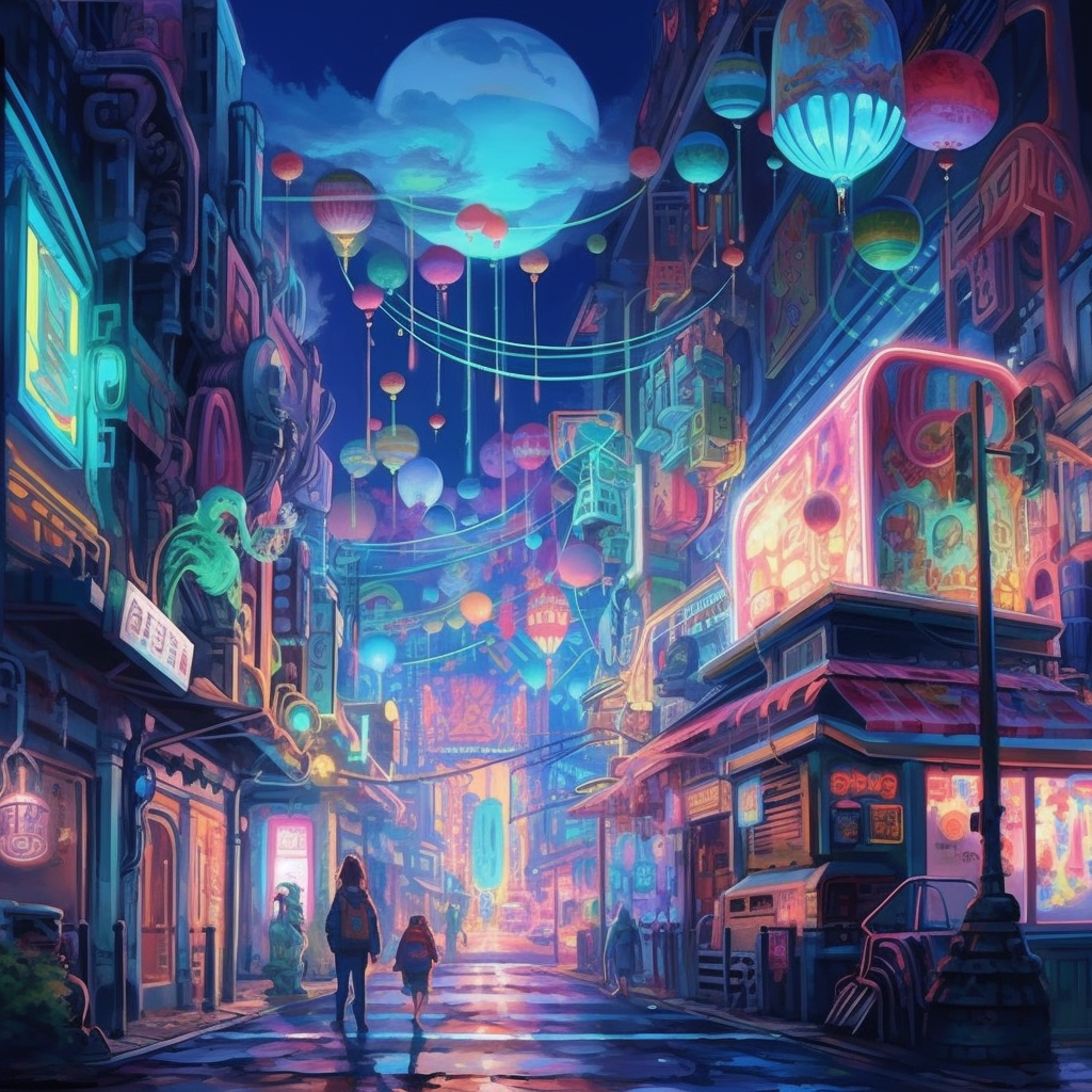 Moderne Asiatische Stadt Illustriert | LED Bild