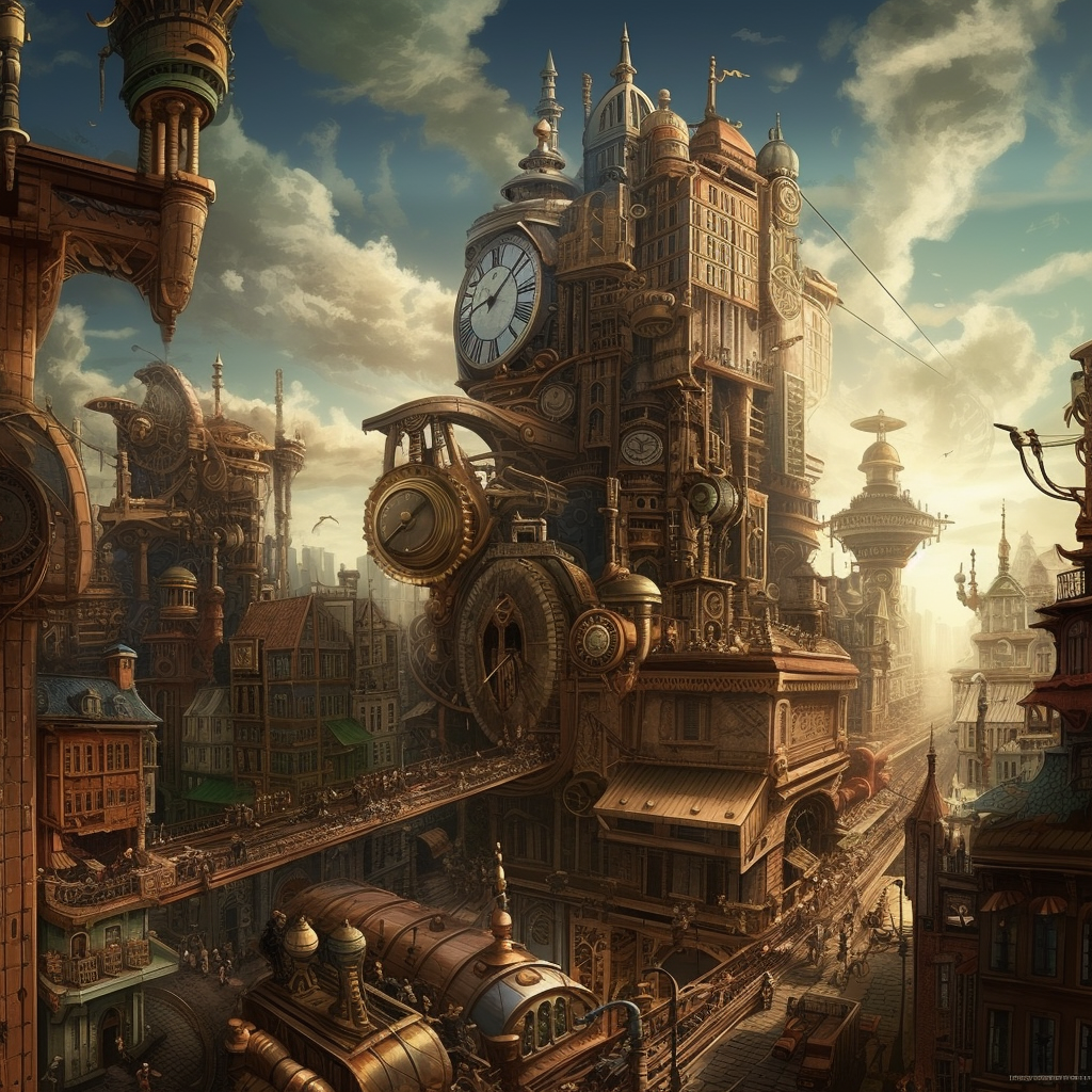 Steampunk Stadt 2 | LED Bild