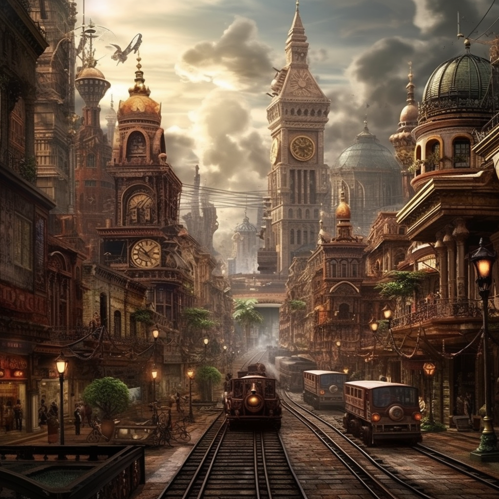 Steampunk Stadt 3 | LED Bild