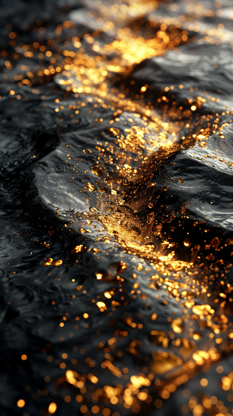 Futuristische Goldene Wellen 2 | LED Bild