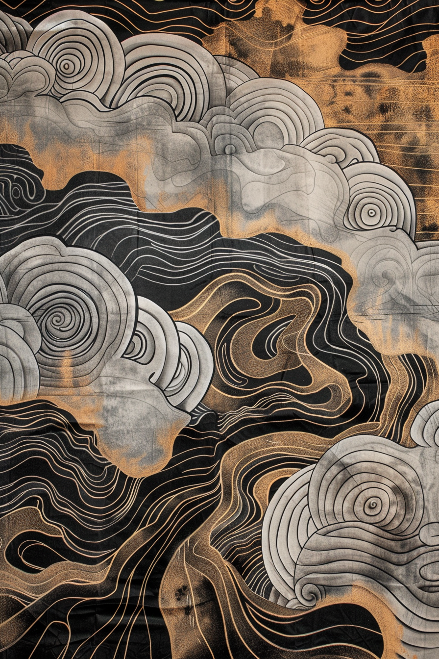 Asiatische Landschaft Gold 3 |LED Bild