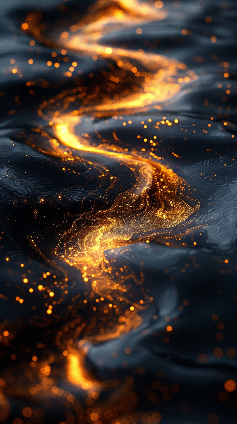 Futuristische Goldene Wellen 3 | LED Bild