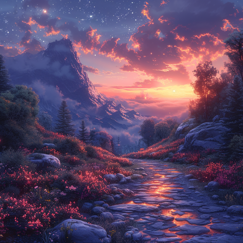 Leuchtende Landschaft 2 | LED Bild