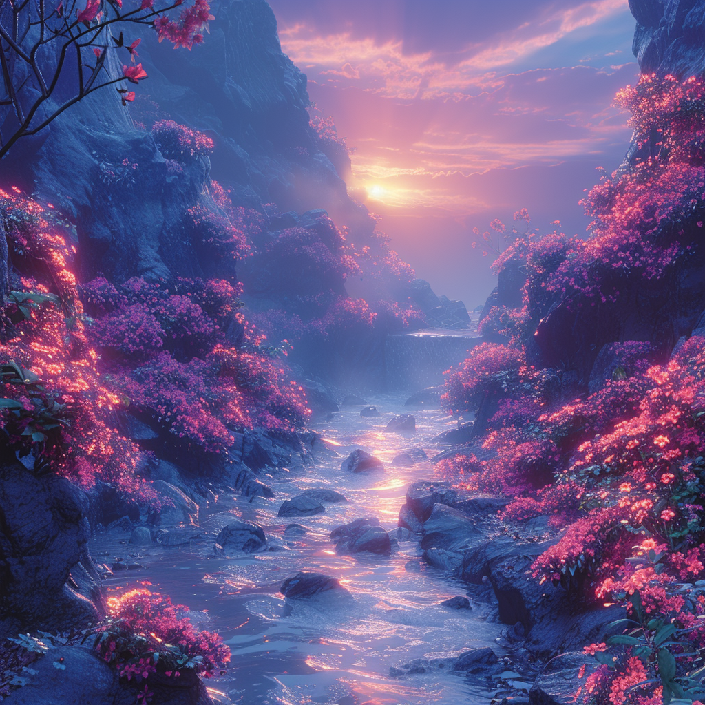 Leuchtende Landschaft 3 | LED Bild