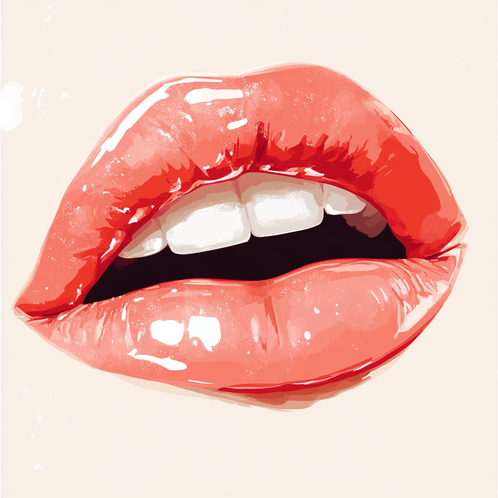 Rote Lippen Illustriert | LED Bild