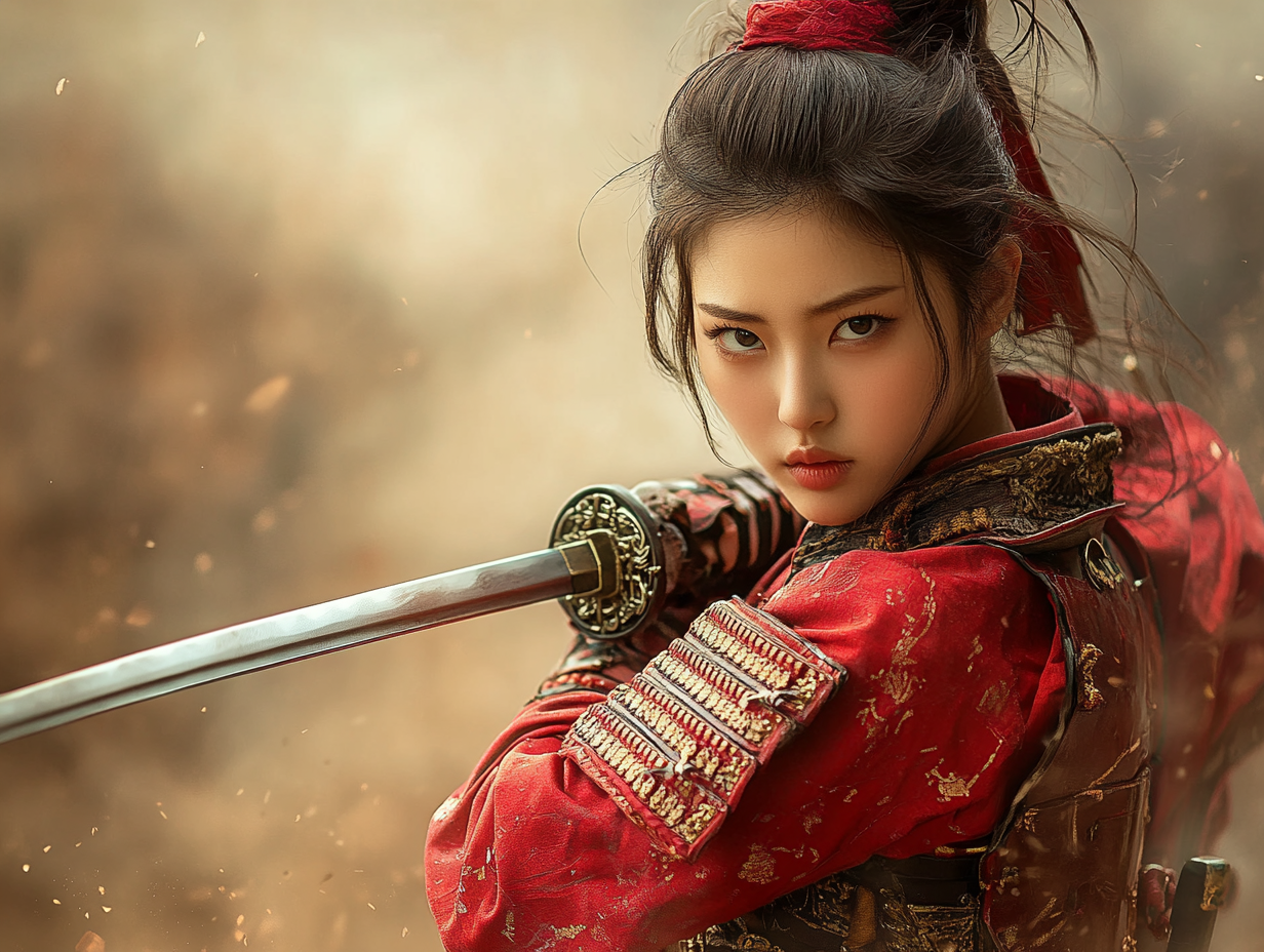 Asiatische Kriegerin | LED Bild