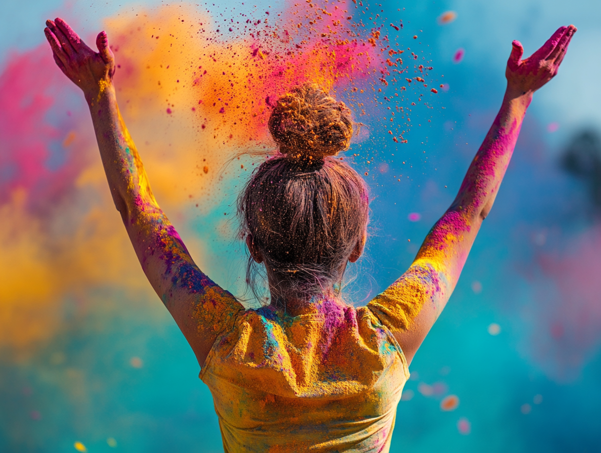 Frau mit Farbpulver | LED Bild