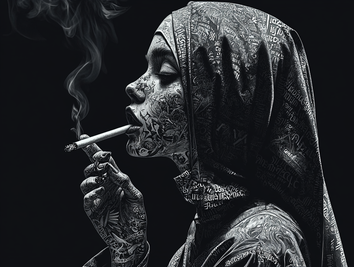 Nonne Kalligraphie 2 | LED Bild