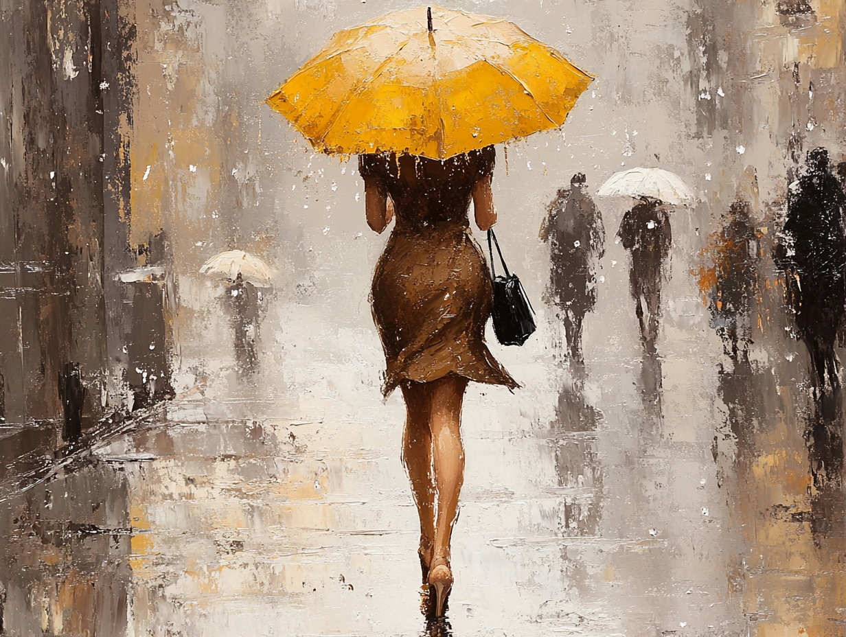 Gemälde Frau mit Regenschirm 1 | LED Bild