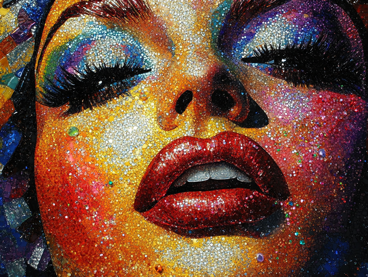 Frau Bunte Glitzersteine | LED Bild