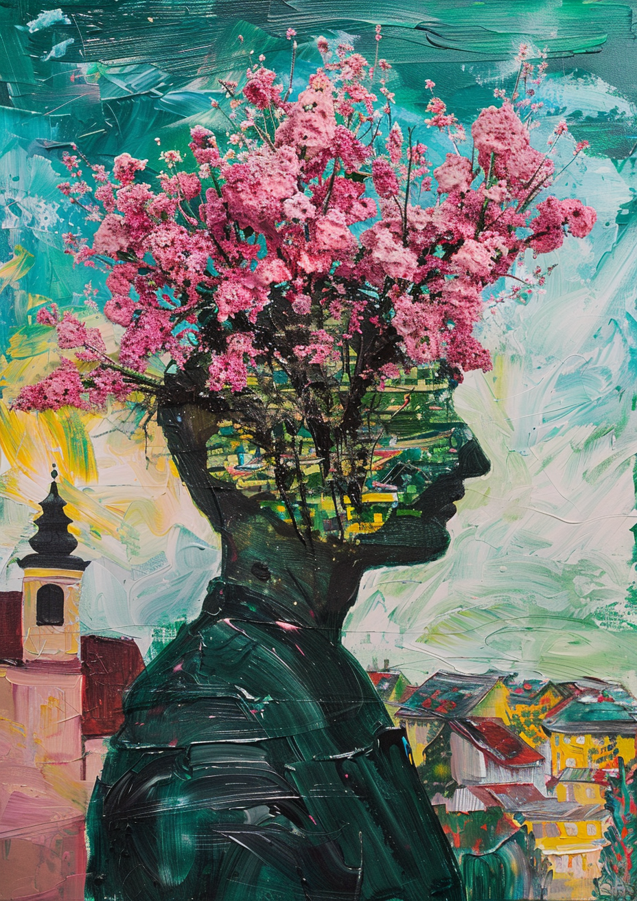 Abstrakter Blumenkopf 1 | LED Bild