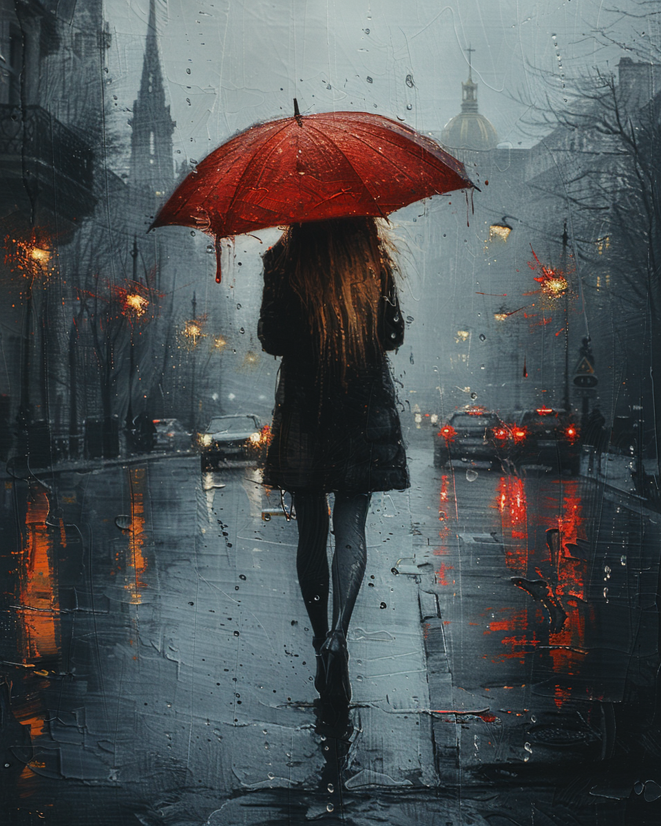 Gemälde Frau mit Regenschirm 2 | LED Bild