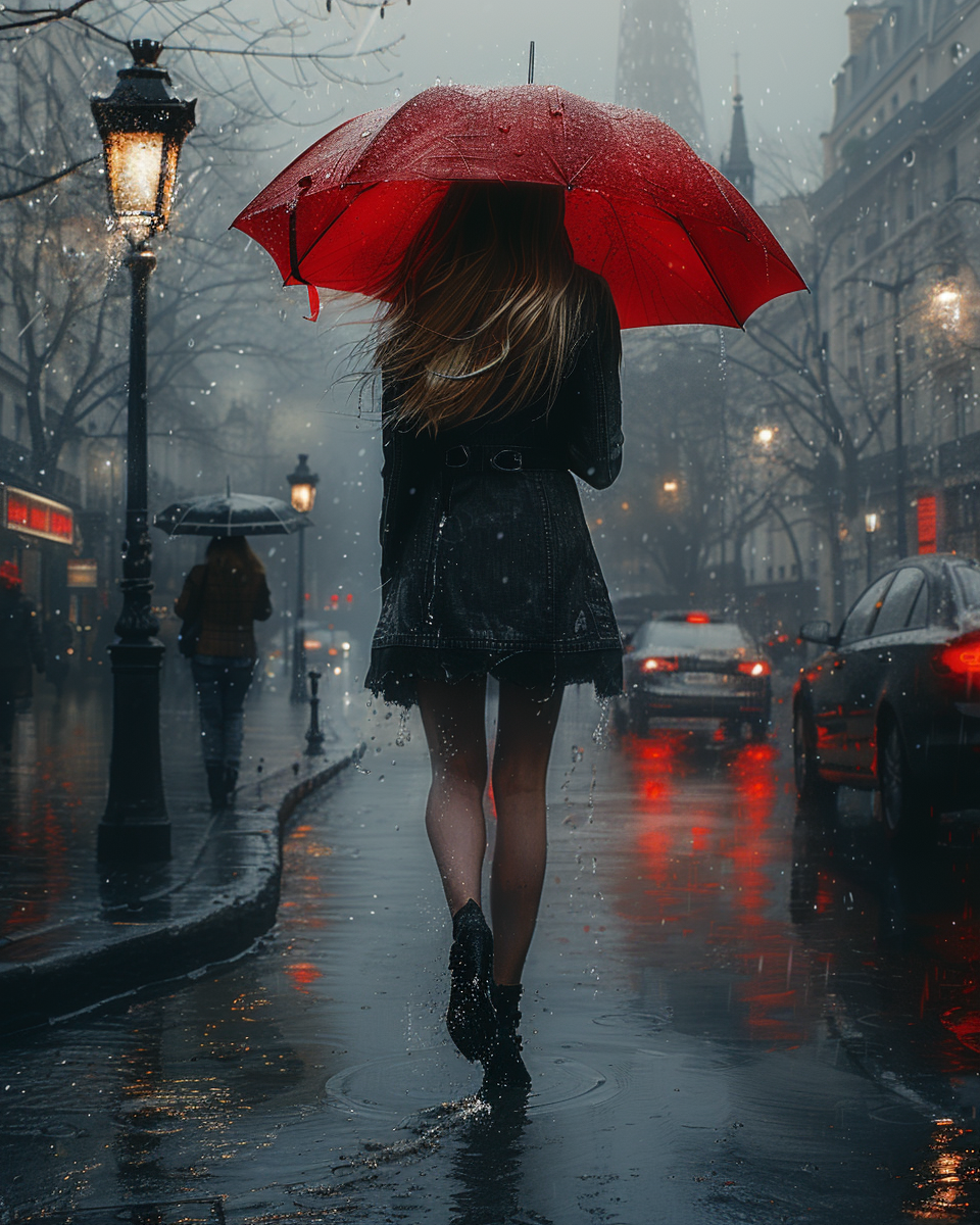 Gemälde Frau mit Regenschirm 3 | LED Bild