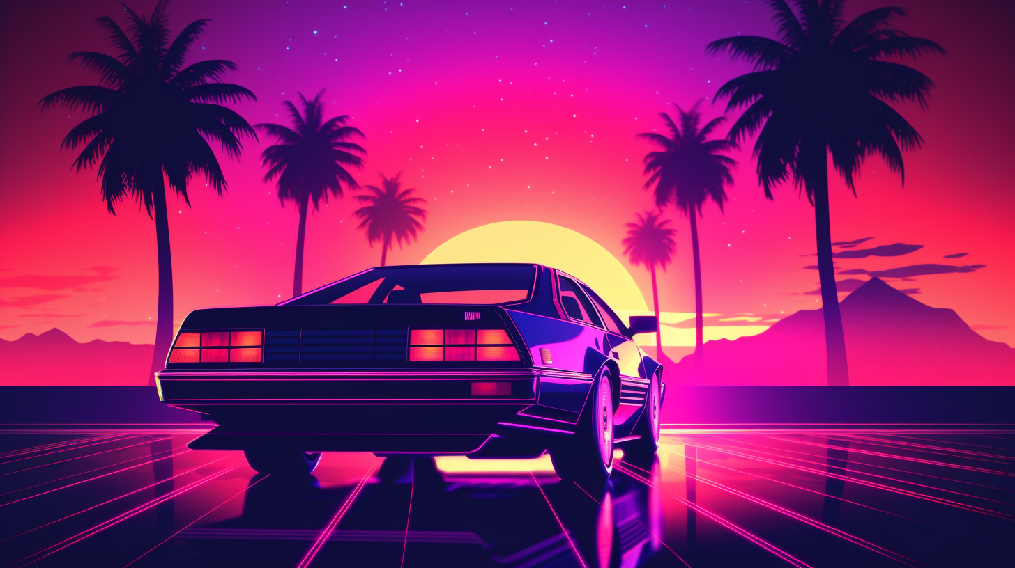 Retro 80er Geometrische Landschaft | LED Bild