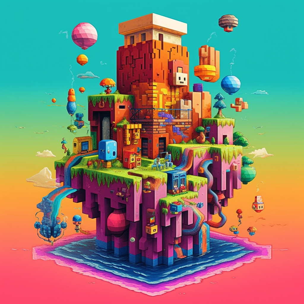 Blöcke Insel Abstrakt | LED Bild