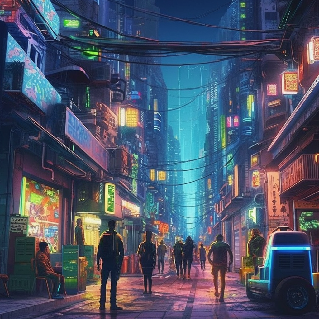 Cyberpunk Stadt 1 | LED Bild