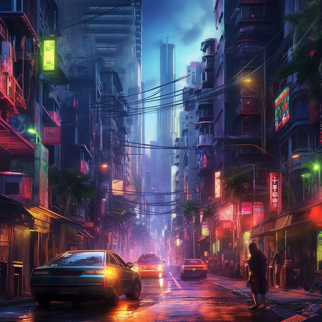 Cyberpunk Stadt 2 | LED Bild