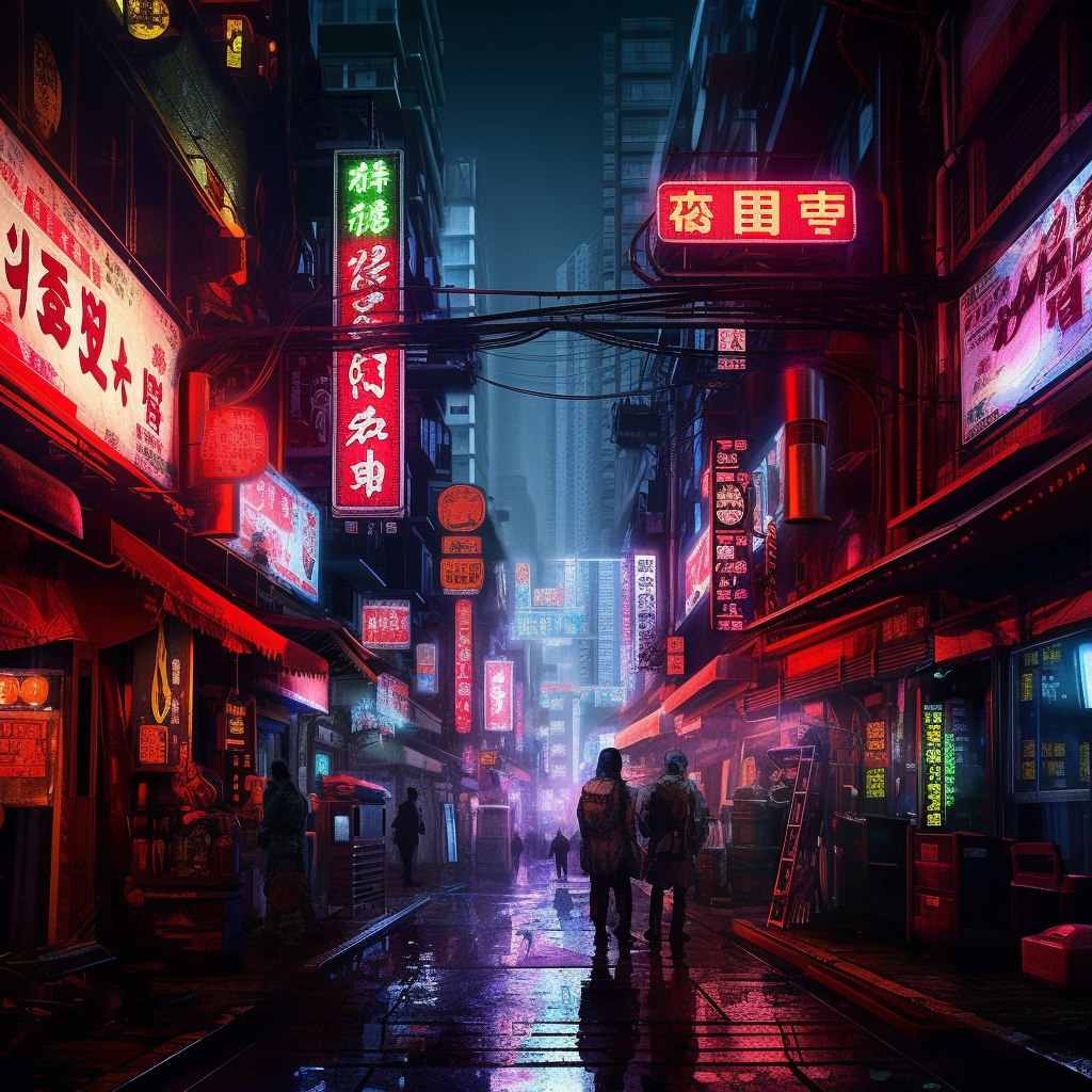 Cyberpunk Stadt 6 | LED Bild