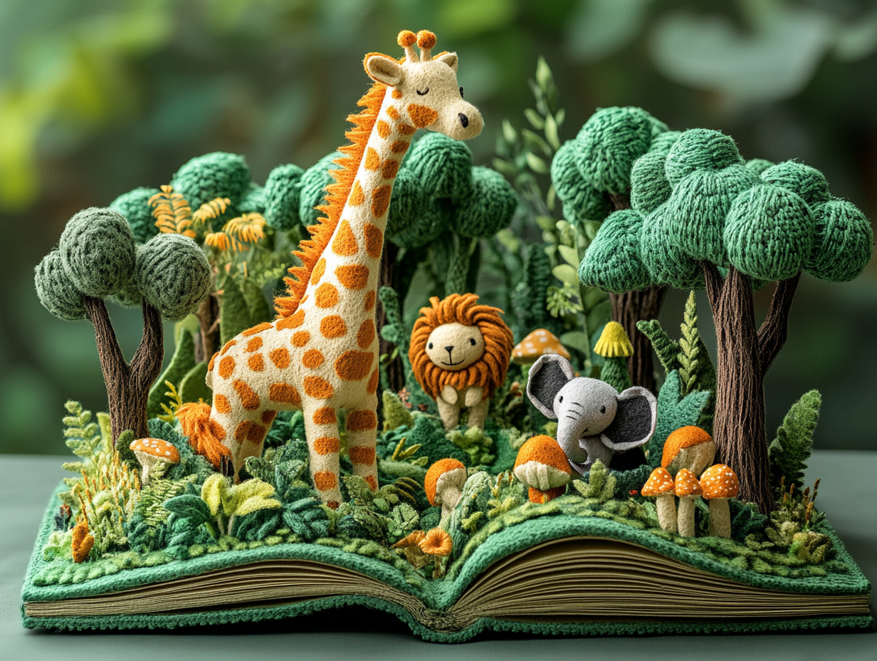 Tiere Dschungel gehäkelt | LED Bild