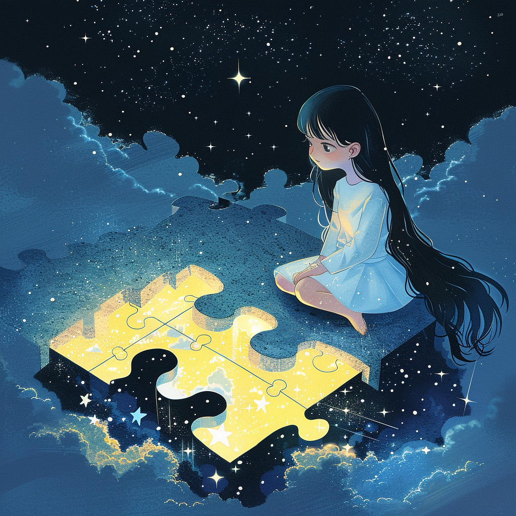 Galaxie Puzzle Kind 2 | LED Bild