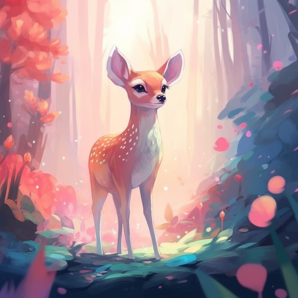 Rehkitz Freundlich Illustiert | LED Bild