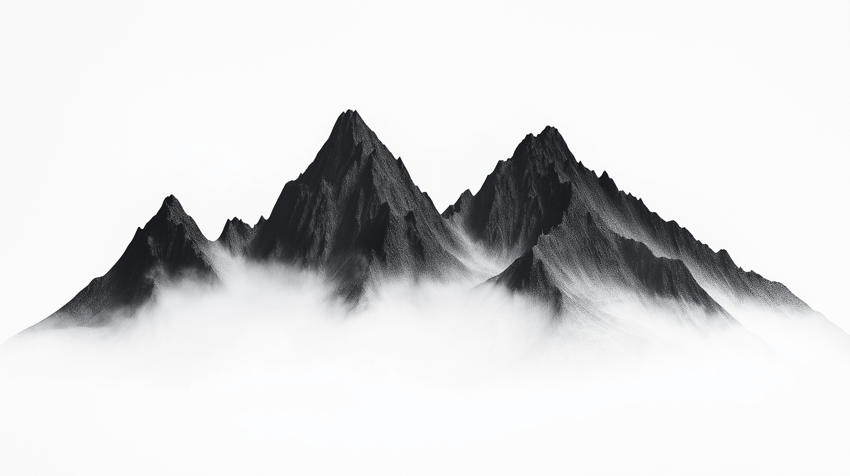 Bergspitze aus Wolken Schwarz | LED Bild