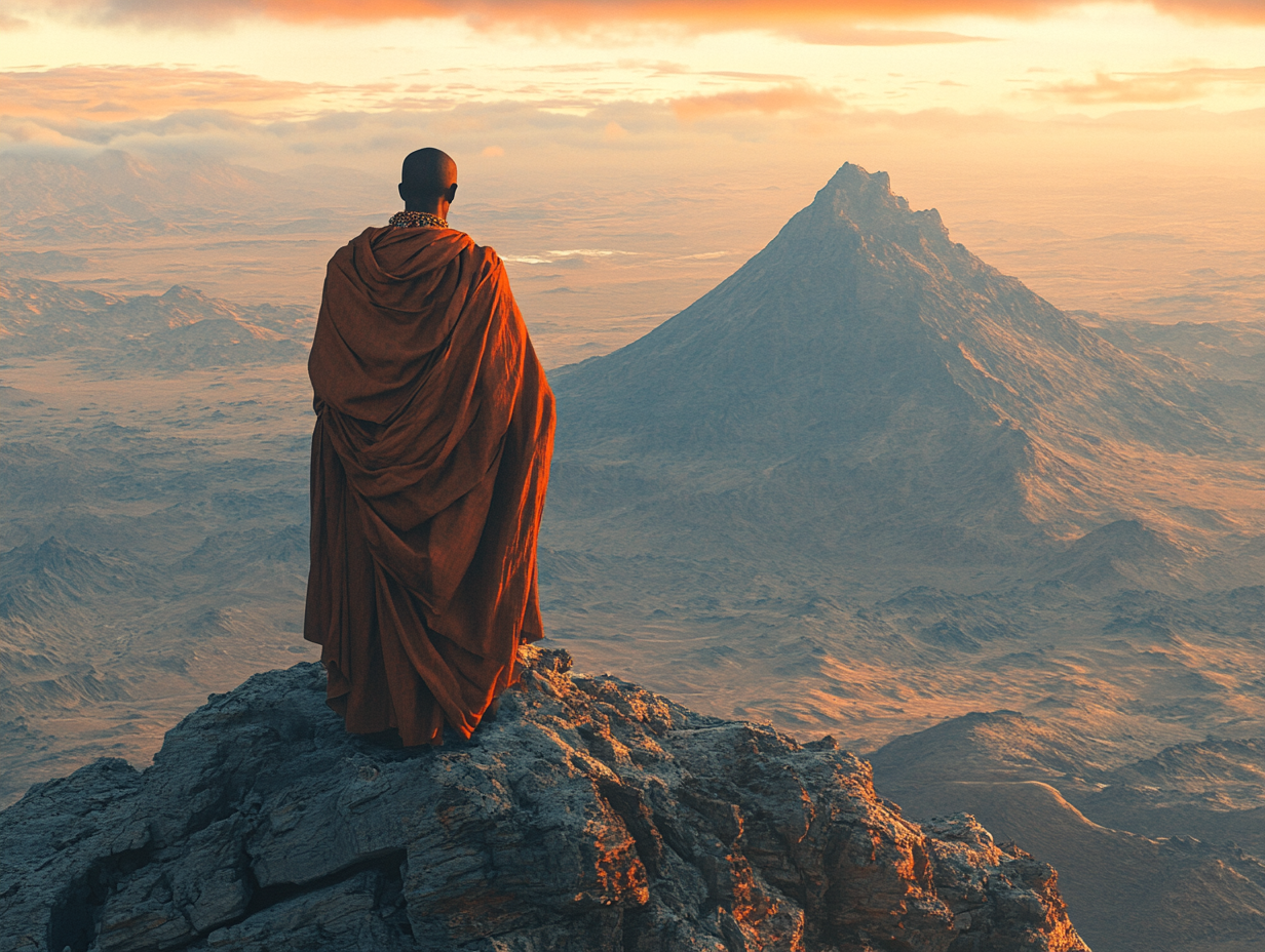 Mönch auf Bergspitze | LED Bild