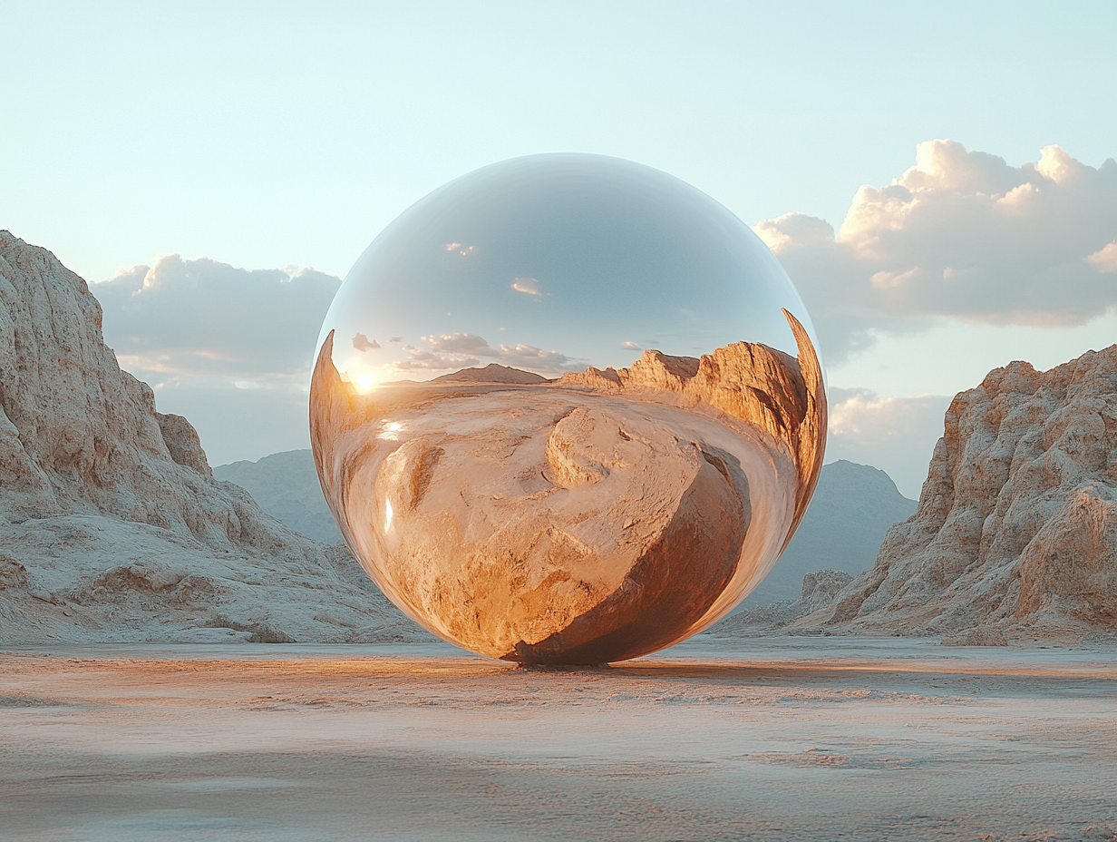 Spiegel Kugel Wüste | LED Bild