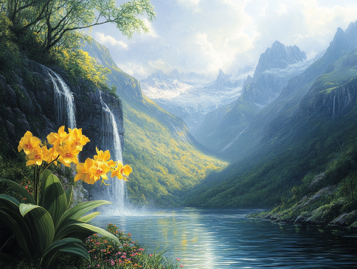 Wasserfall Orchideen 1 | LED Bild