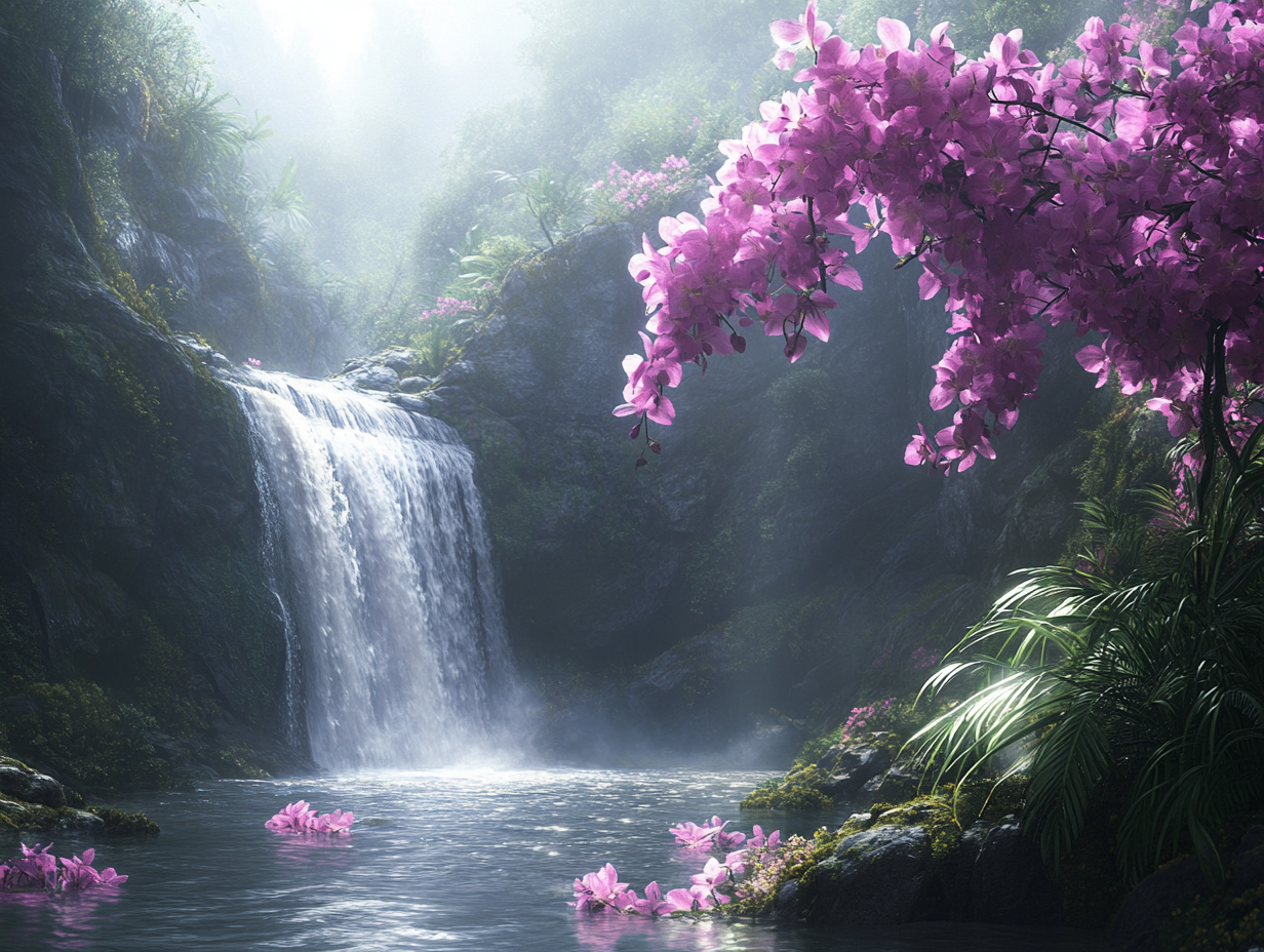 Wasserfall Orchideen 2 | LED Bild