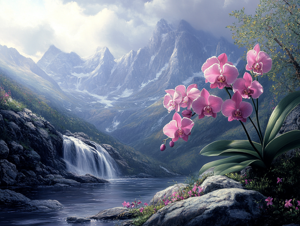 Wasserfall Orchideen 3 | LED Bild