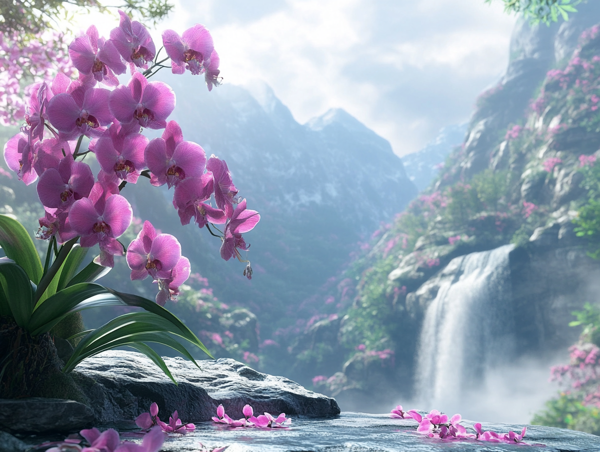 Wasserfall Orchideen 4 | LED Bild
