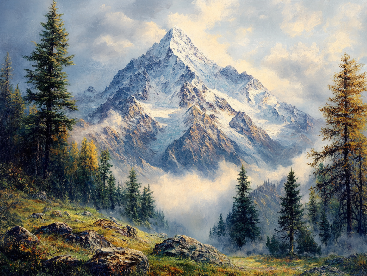 Wald Verschneiter Berg llustriert | LED Bild