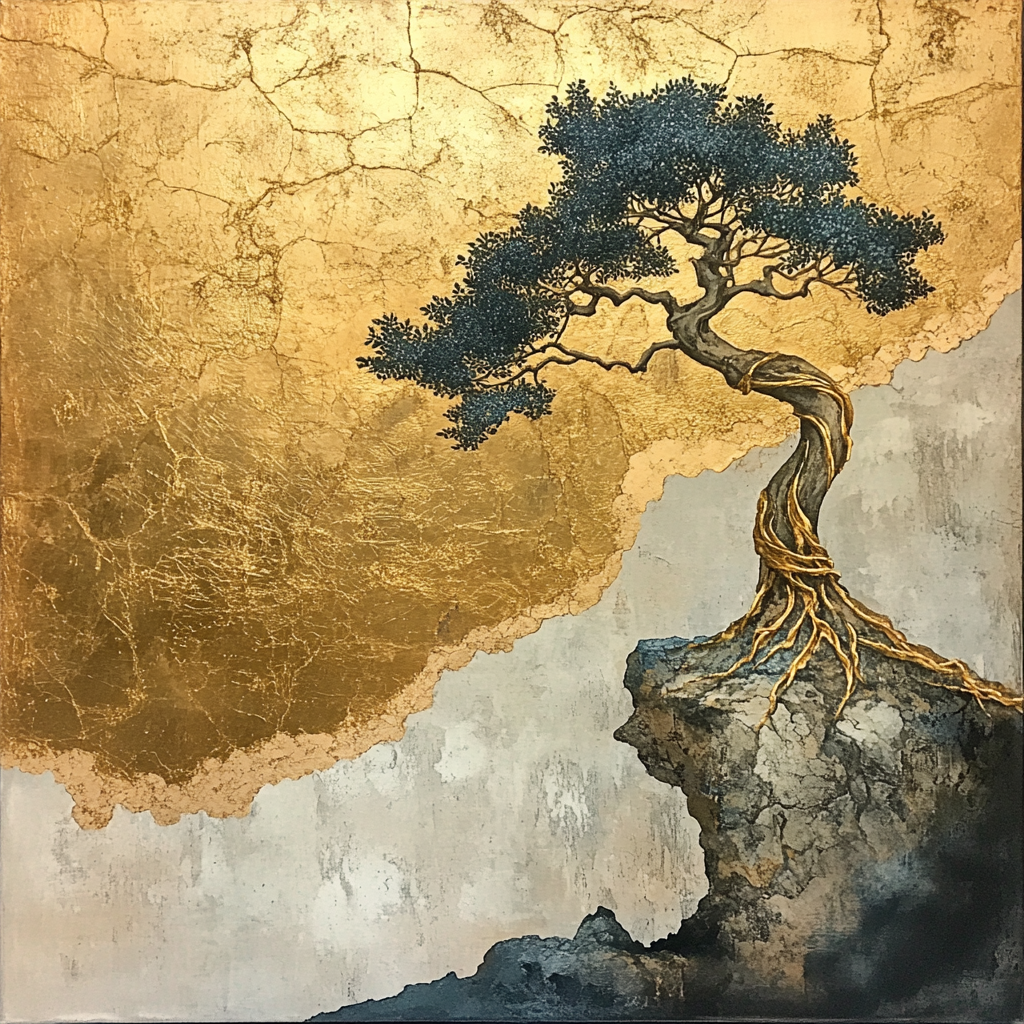 Asiatischer Zen Baum Illustriert | LED Bild