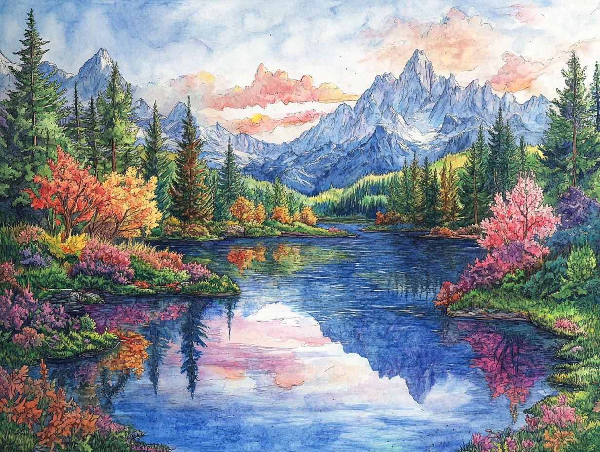 See Landschaft Bunt Illustriert | LED Bild