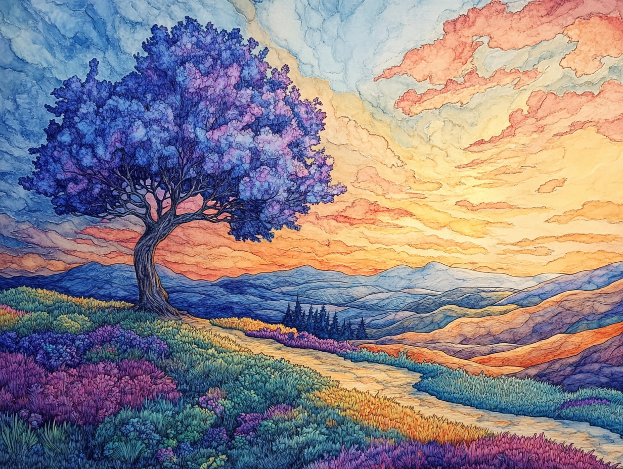 Bunte Landschaft Illustriert | LED Bild