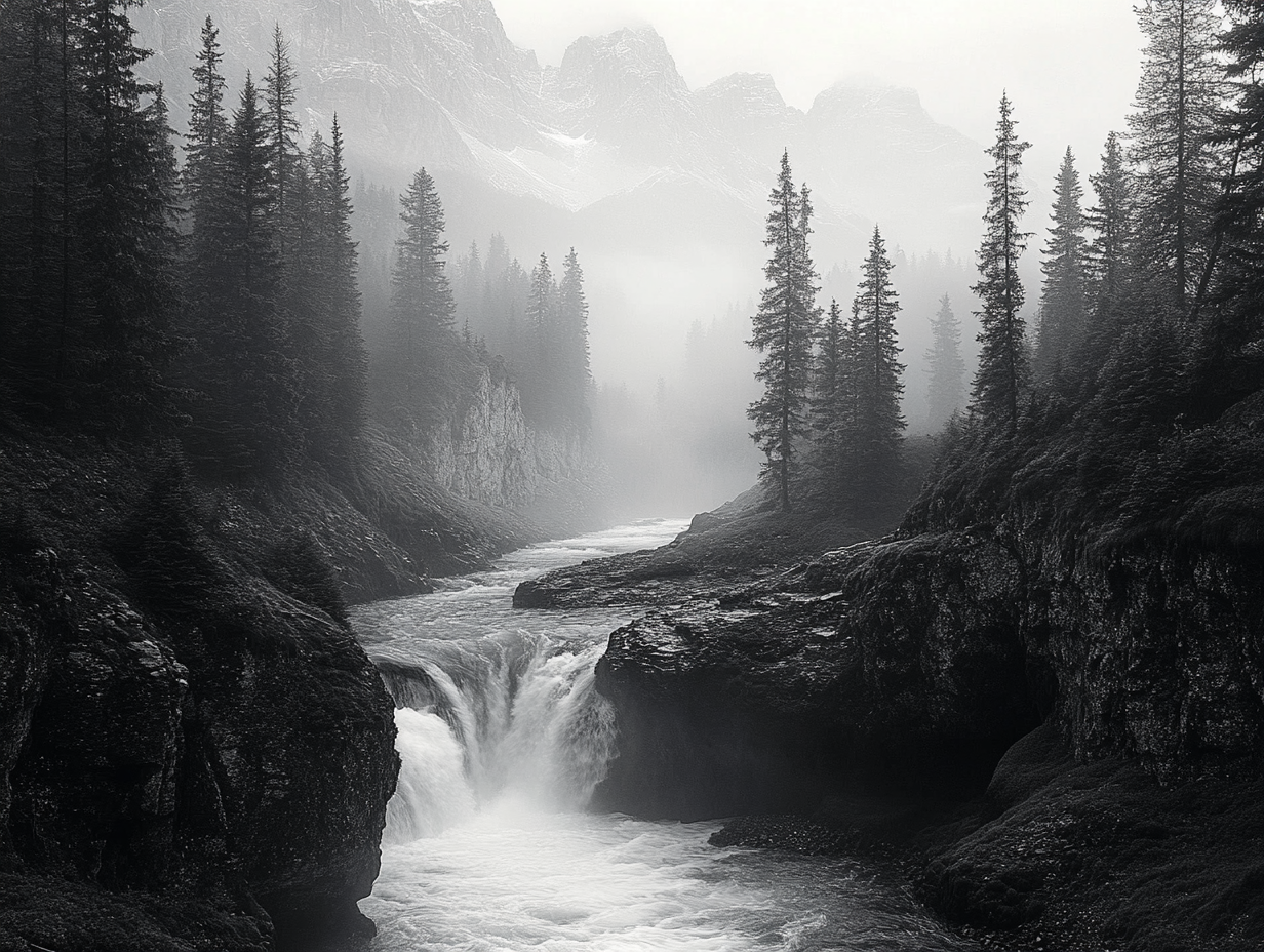 Wasserstrom Schwarz & Weiß 2 | LED Bild