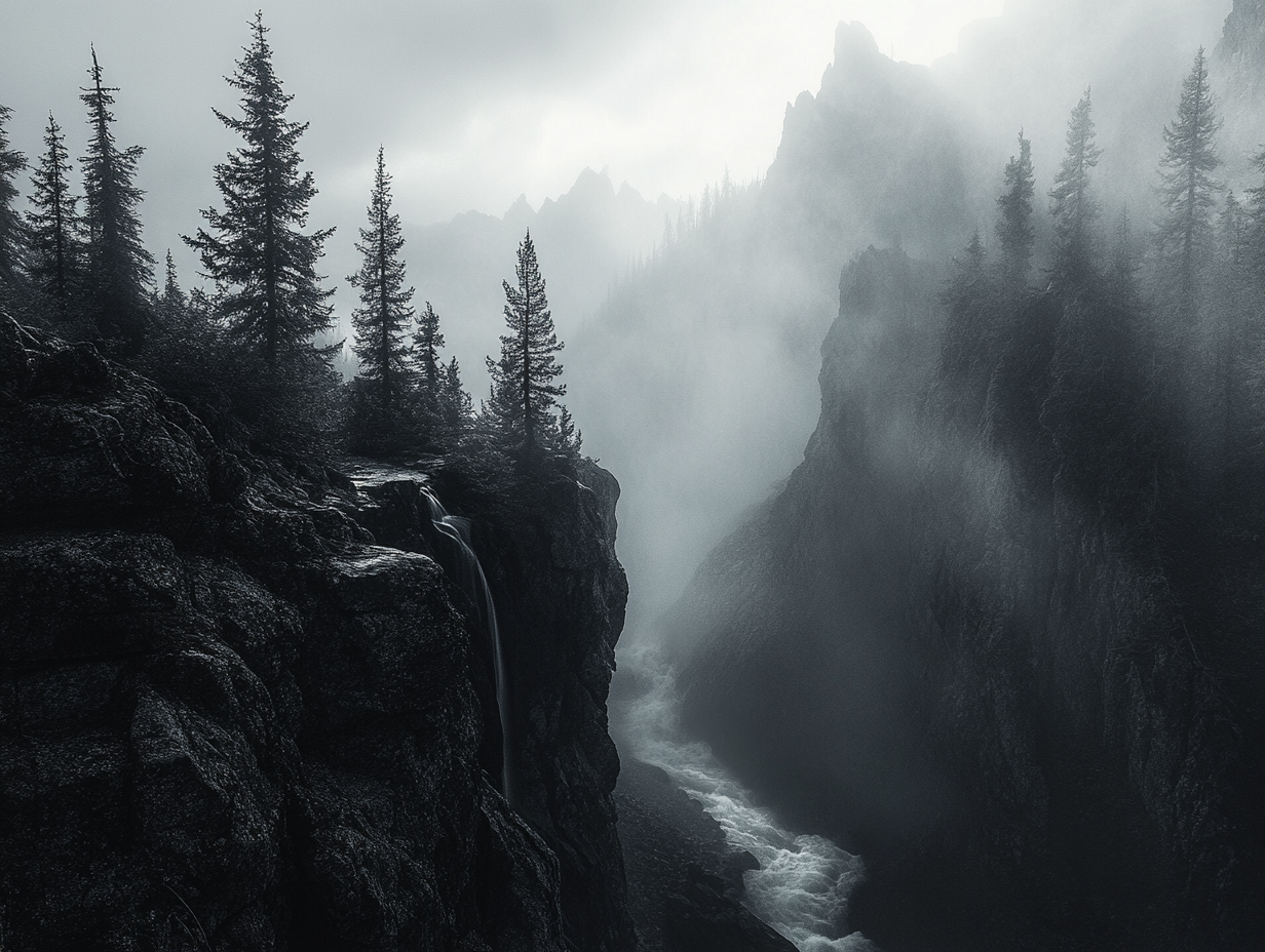 Wasserstrom Schwarz & Weiß 3 | LED Bild