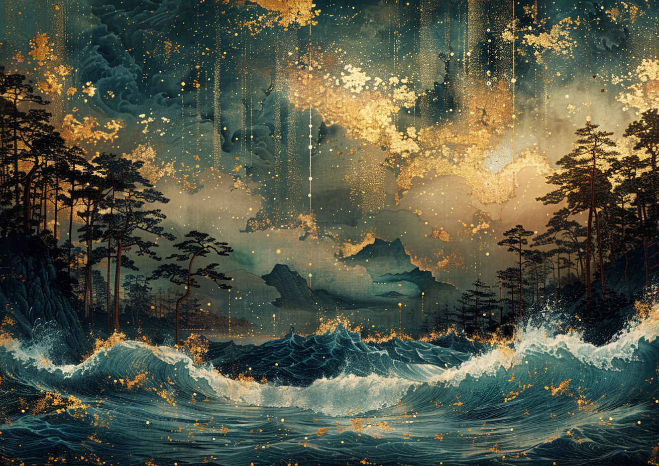 Wellen Abstrakt Sonnenuntergang 1 | LED Bild