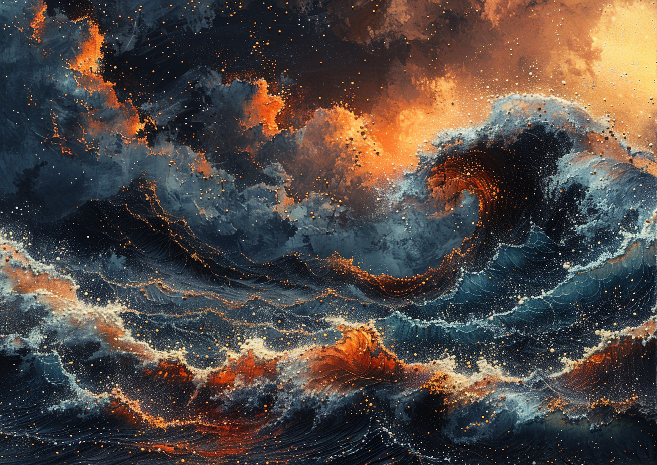 Wellen Abstrakt Sonnenuntergang 3 | LED Bild