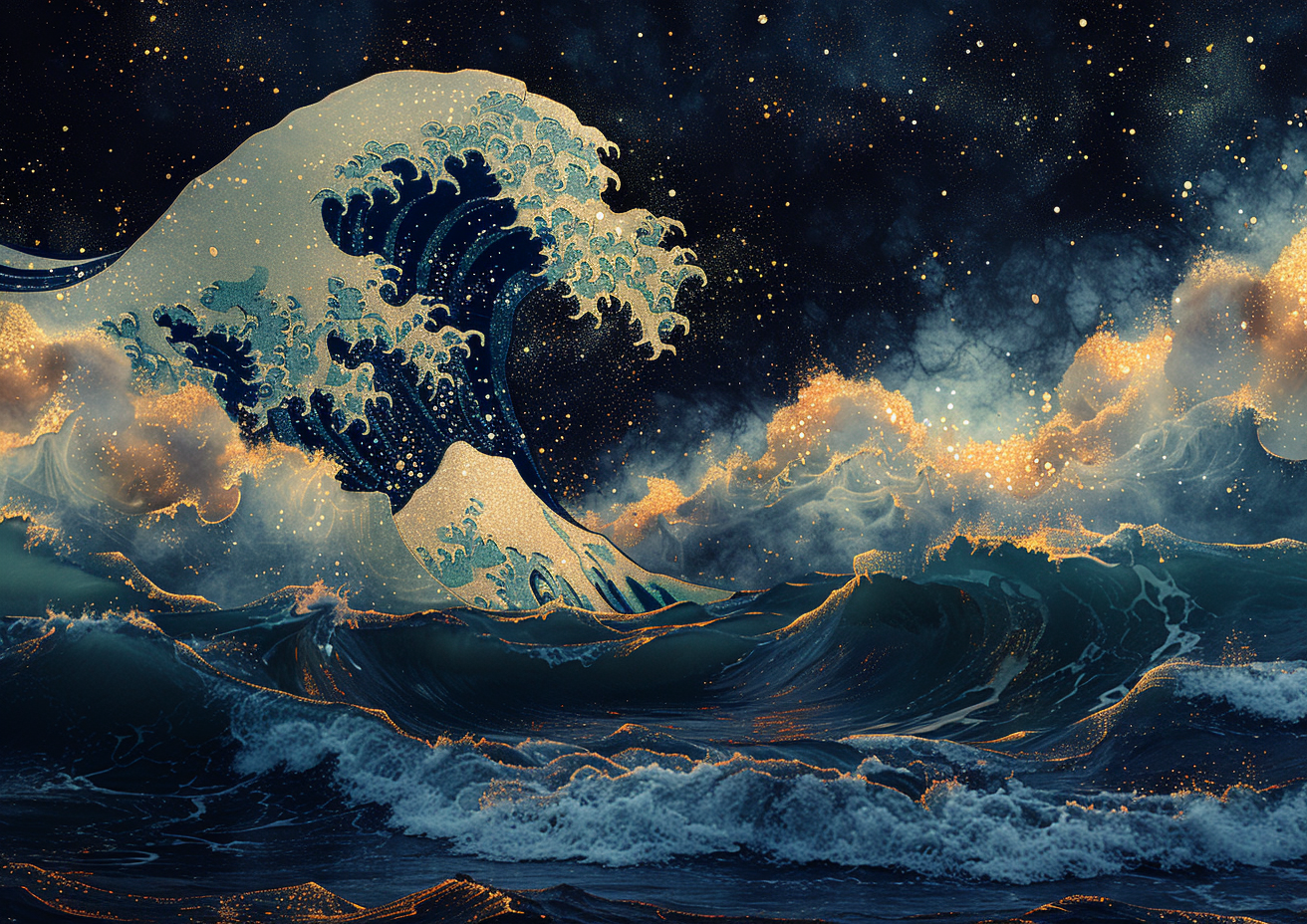 Wellen Abstrakt Sonnenuntergang 4 | LED Bild