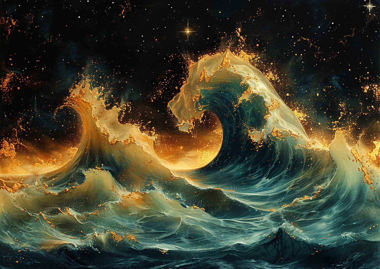 Wellen Abstrakt Sonnenuntergang 5 | LED Bild