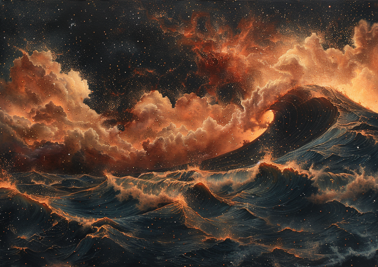 Wellen Abstrakt Sonnenuntergang 6 | LED Bild