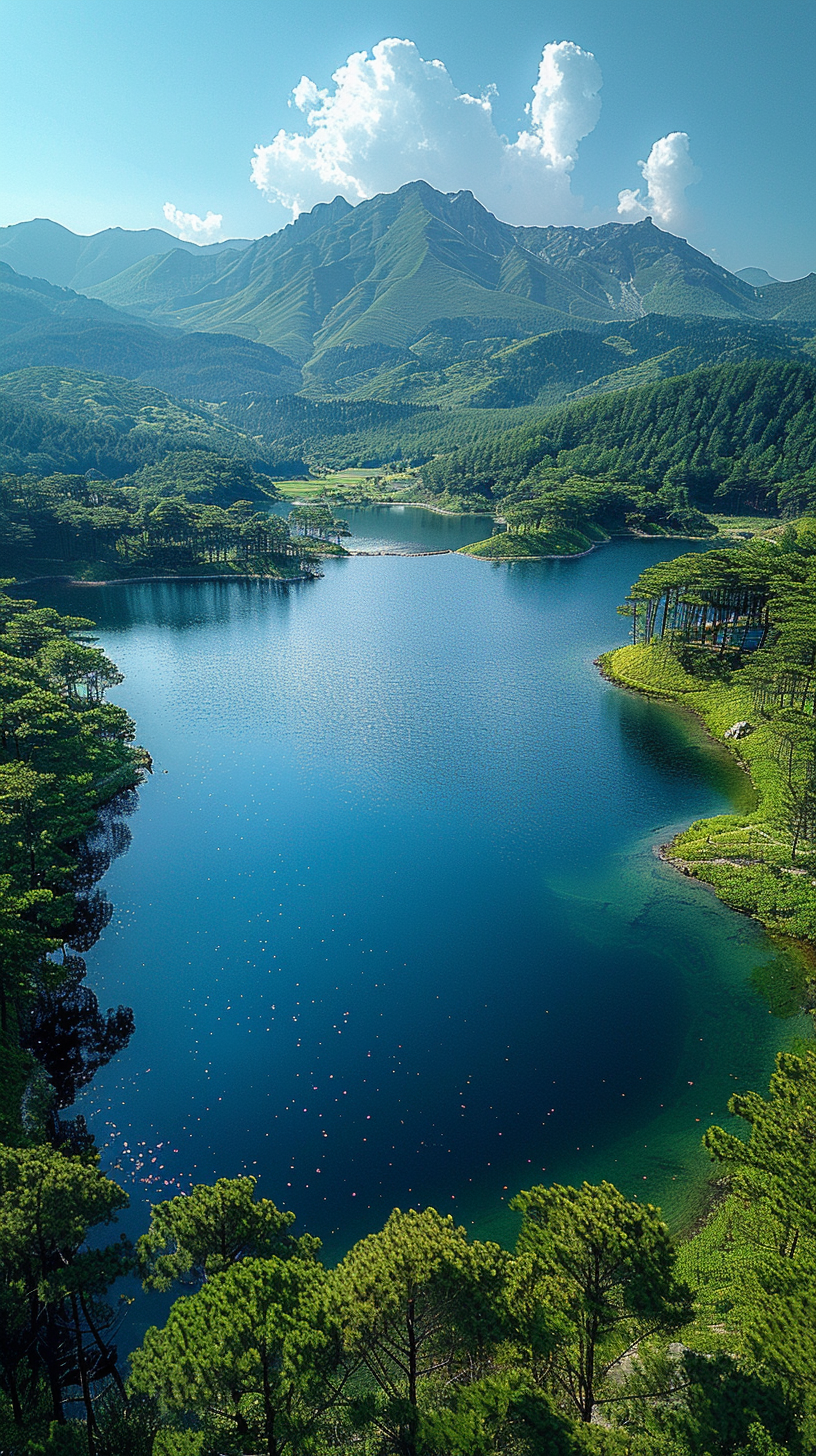 Grüne Landschaft mit Seen 1 | LED Bild