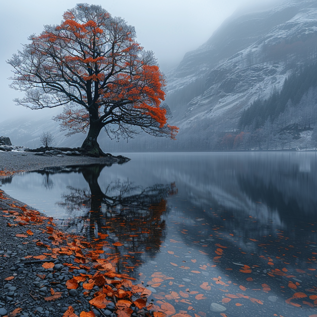 Herbst Baum am See 1 | LED Bild