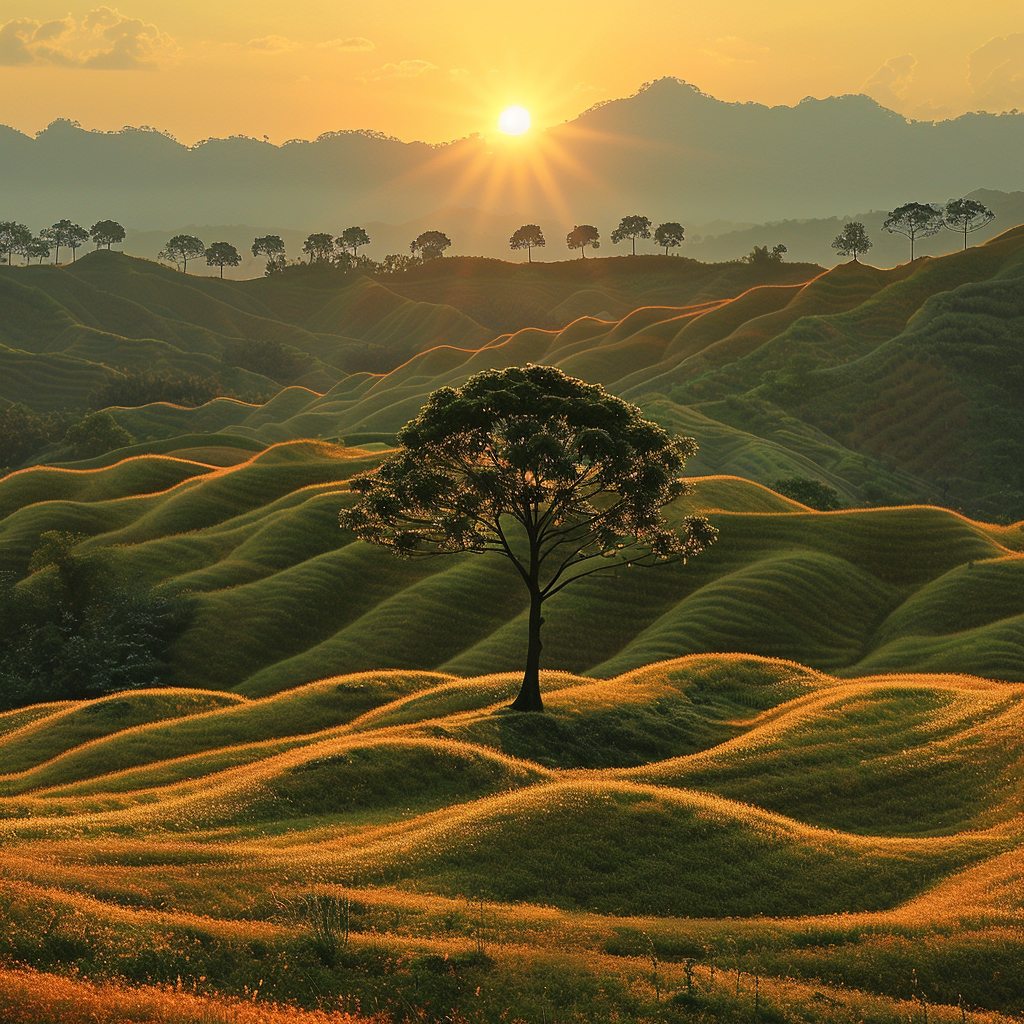 Hügelige Landschaft Grün | LED Bild